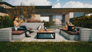 Polbruk_Neo_strefa wypoczynki_wiz_01 Niesztampowe pomysły na strefę relaksu w ogrodzie – Meble ogrodowe z betonowych prefabrykatów.